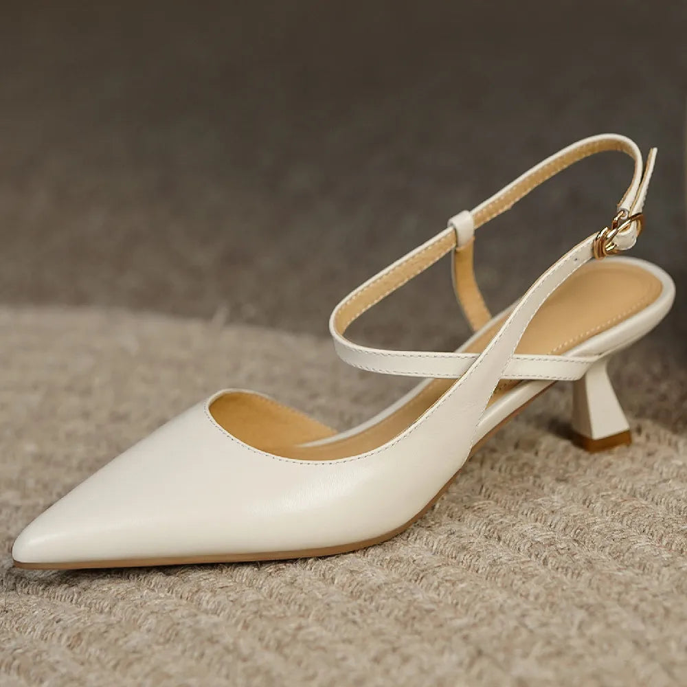 genuine leather thin high heel pointed toe ankle strap pumps elegant evening dress sandals shoes