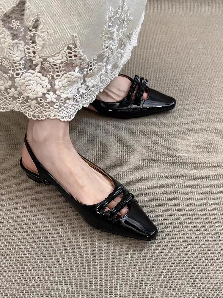 Cover Toe Butterfly-knot Low Heel Stripper Party Sandalias