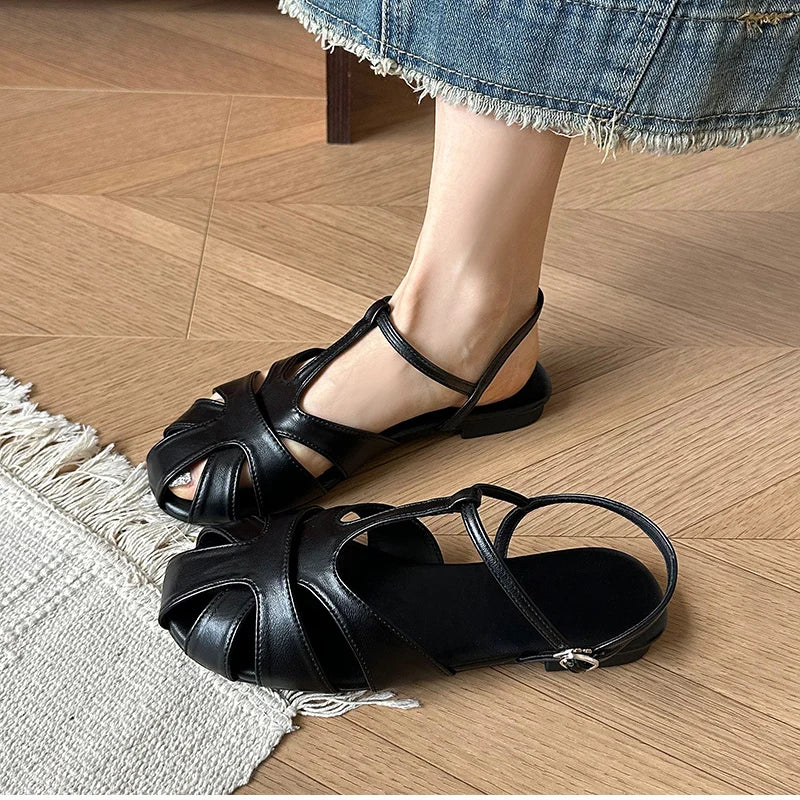 Retro Style Hollow Out Flats Sandals Party Dress Gladiator Shoes Zapatos De Mujer