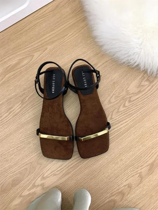 Sandals Block Heels Clear Shoes Suit Beige Buckle Strap Open Toe Chunky Low Black Comfort Girls Peep PU