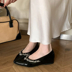 Crystal shallow mouth Pointed Toe Low Heeled Slingback Sandals Party Branded Loafers
