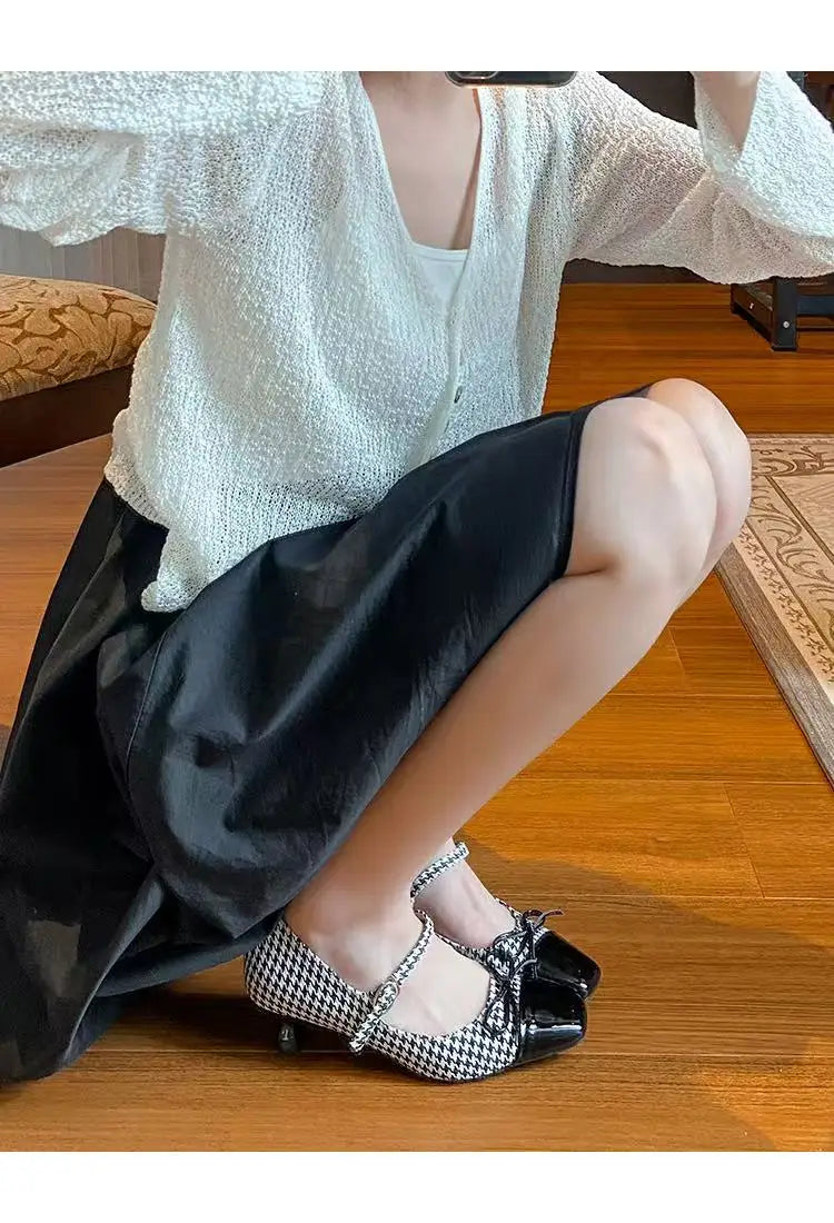 Shoes Woman Mixed Colors Bow-Knot Casual Square Toe Buckle Moccasin