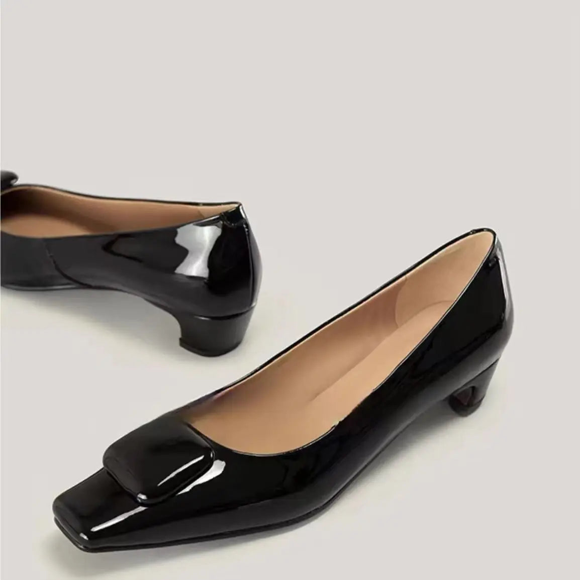 Leopard Kitten Heel Pumps Woman Pointed Toe Shoes Wedges Low Heeled Tacones Femmes Patent Leather Dress Bridal Shoes Ladies