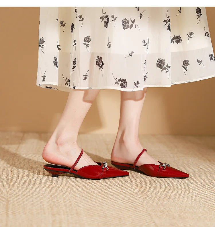 Low Shoes Ladies' Slippers Pointed Toe Butterfly-Knot Flat PU Rubber Strange Style Shoes Woman Butterfly-Knot Slipp