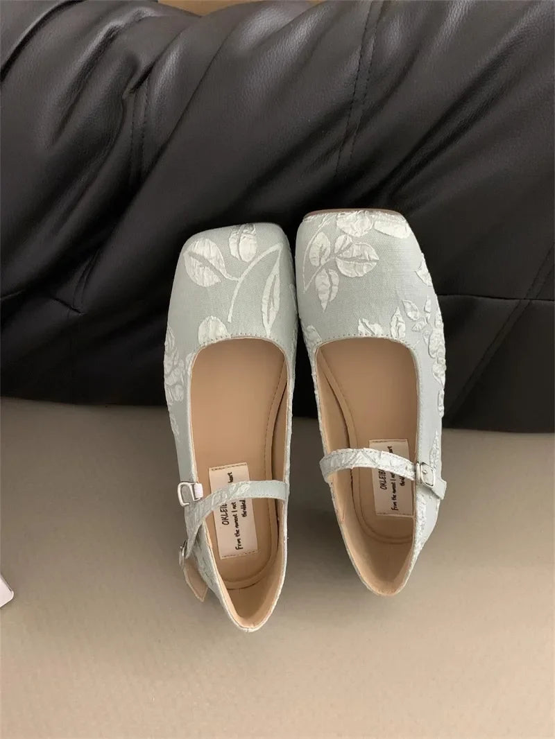 Square Flat Mary Jane Shoes