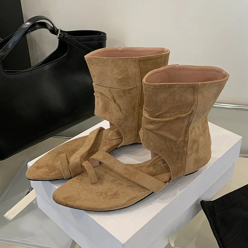 Slip Heeled Sandals Ankle Booties Shoes Flip flops Open Toe Low Heel Sandals Boots