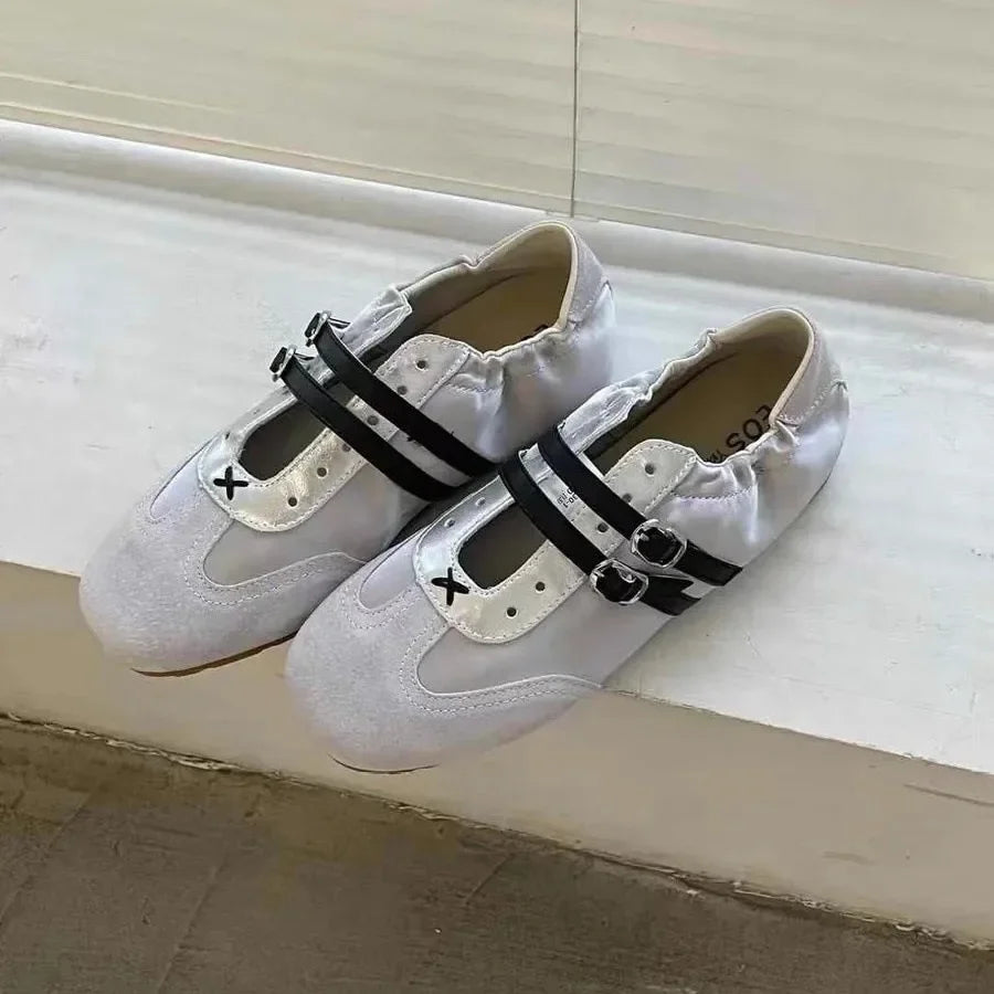 Flats Sports Shoes Sneakers Casual Shallow Loafers Shoes Walking Ballet Trend Sneakers