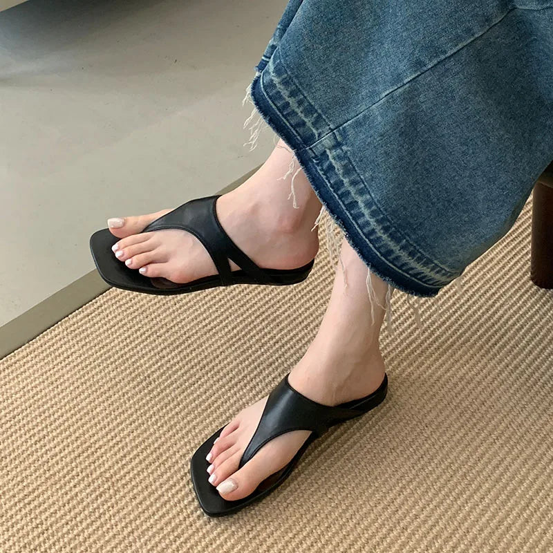 Beach Flip Flops Flats Slippers Shoes Square Toe Flats Slippers Slides Sandals Shoes