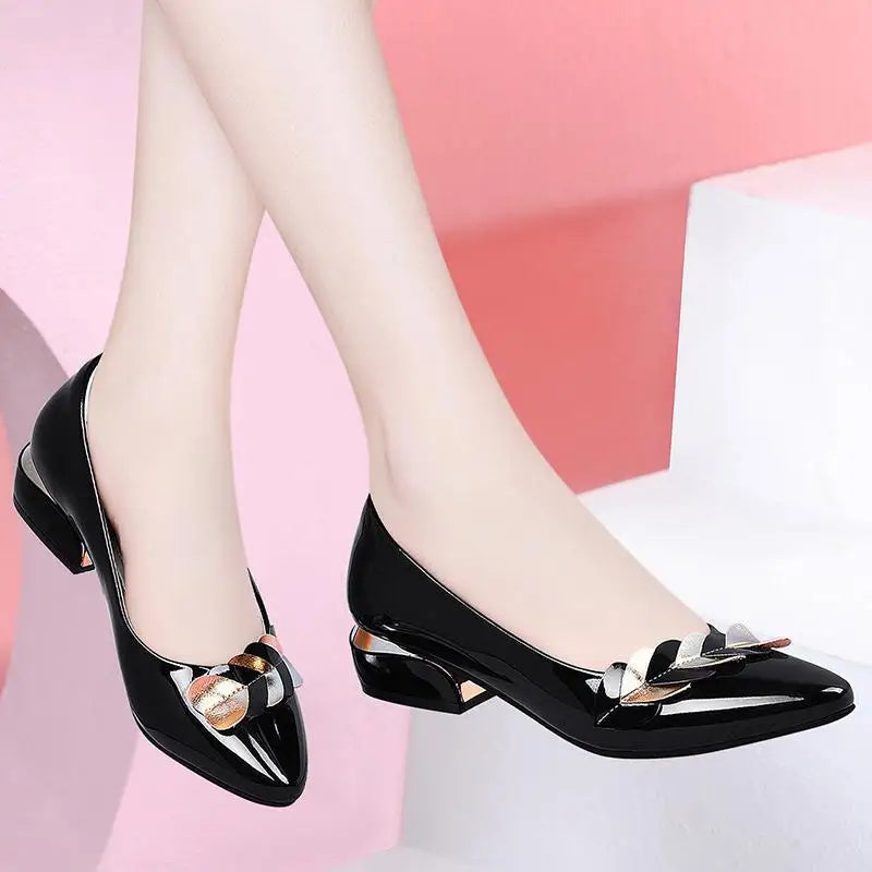Low Heel Elegant Blue Normal Leather