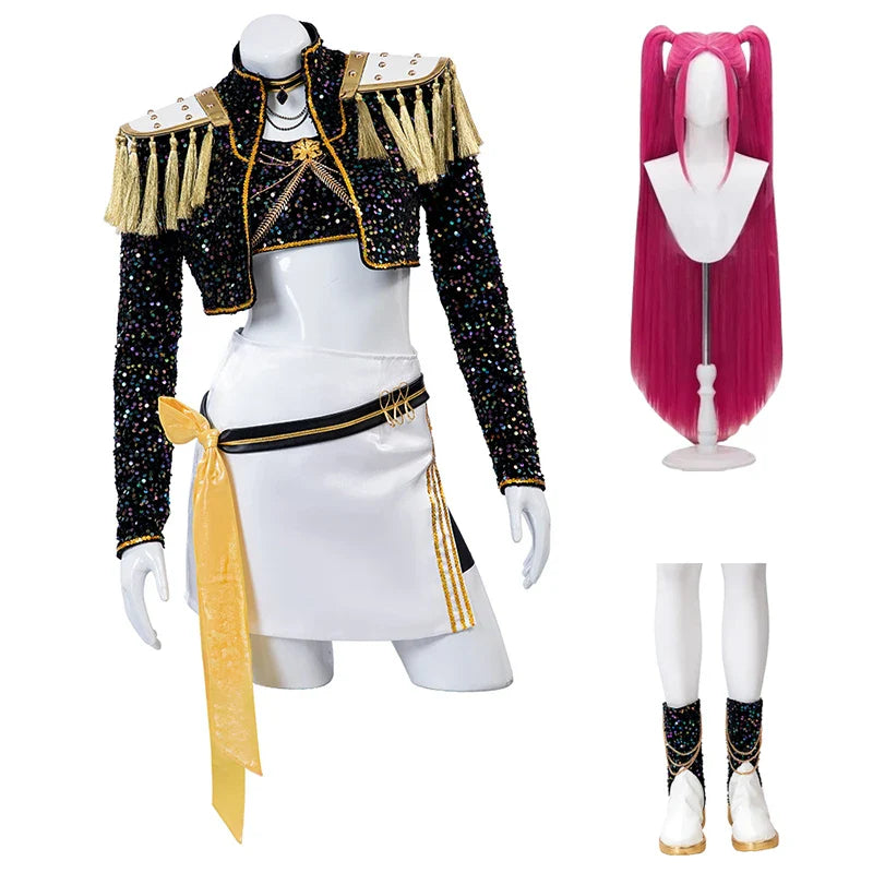 Mira Cosplay Costume Wig Shoes Black Coat Singing Suit Song-Promotion Costume Halloween Party Role Playing Outfit