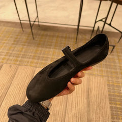 Shallow Casual Soft Mary Jane Shoes Retro Black Square Toe Outdoor Dress Ballet Flats Brand Footwear