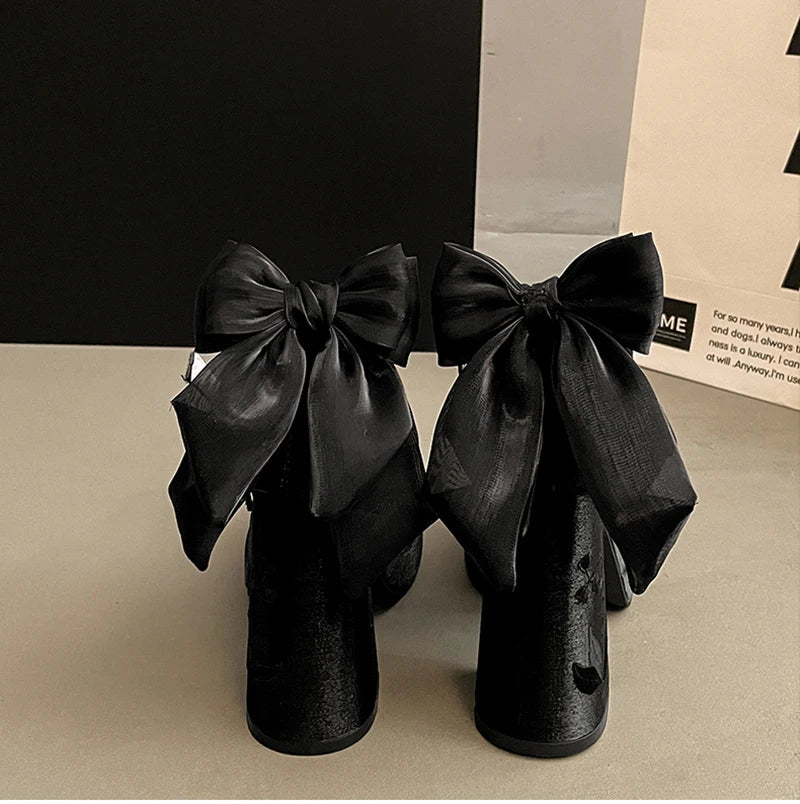Night Club Platform Lolita Pumps Butterfly-knot High Heel Shoes Stripper Party Shoes
