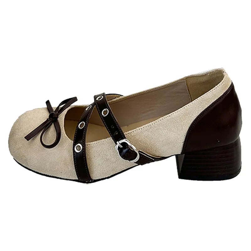 Vintage Thick Heel Mary Jane Shoes Concise Belt Buckle Shoes Elegant Party Dress Pumps