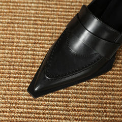Cow leather pointed toe strange heel pumps