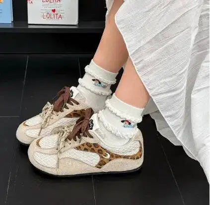 Casual Sneakers Soft Soled Mesh Sneakers Lightweight Breathable Ins Trendy Color Block Japanese Style