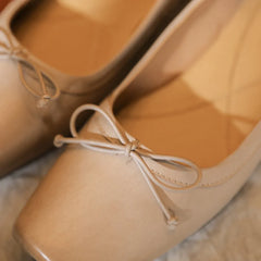 genuine leather square toe slip-on ballet flats sweet bowtie pleated retro soft comfortable espadrilles shoes hot