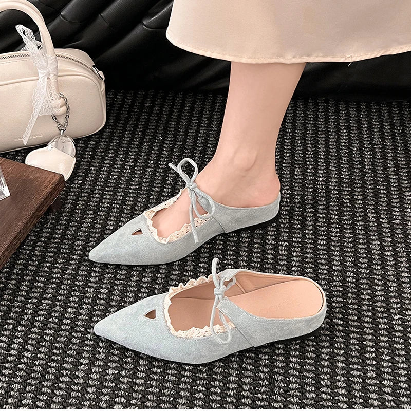 Pointed Toe Mules Slippers Casual Dress Street Style Slip On Shoes