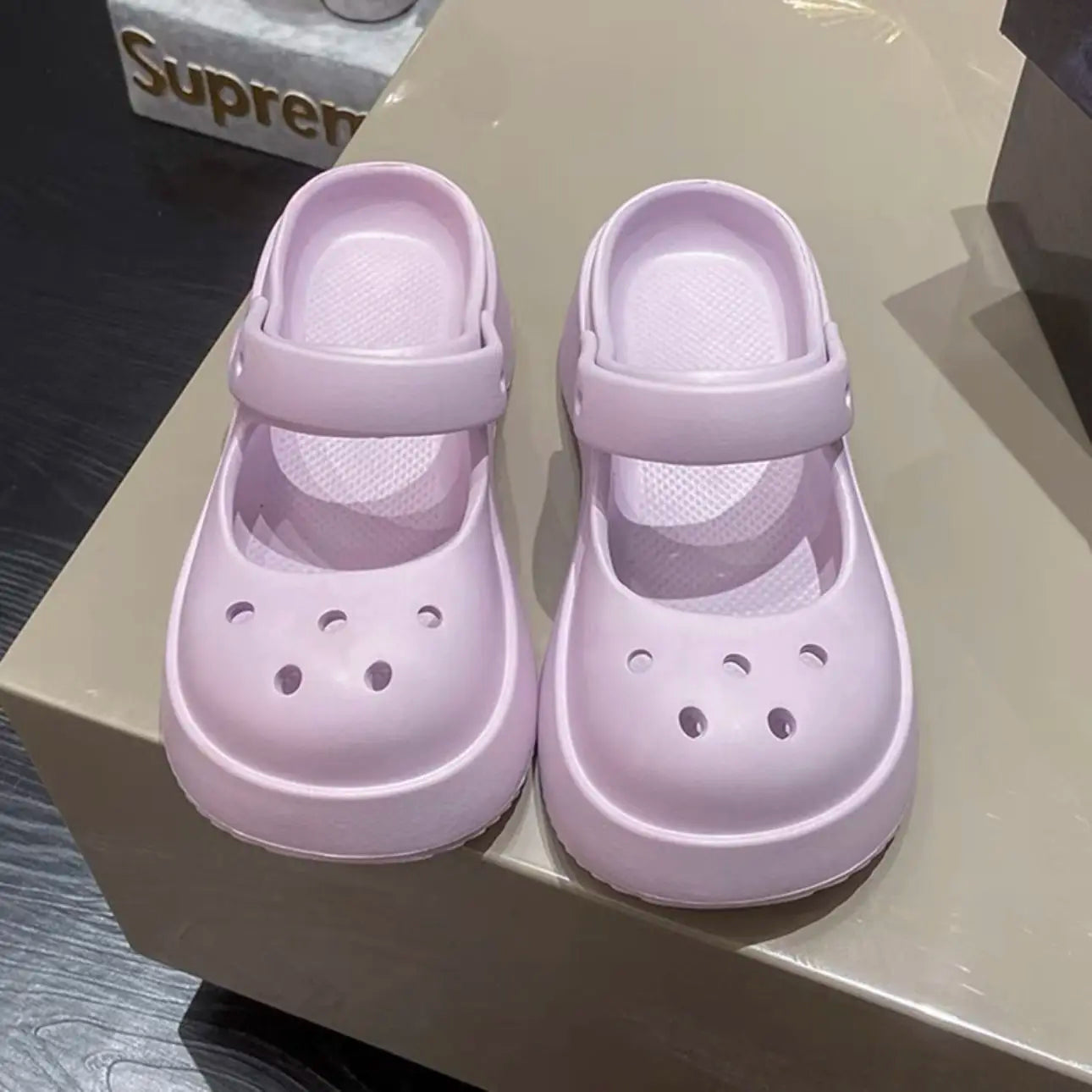 Platform Kawaii Slides Shoes Cute White Slippers and Sandals on Beach Thick Normal Top Designs Vip 39