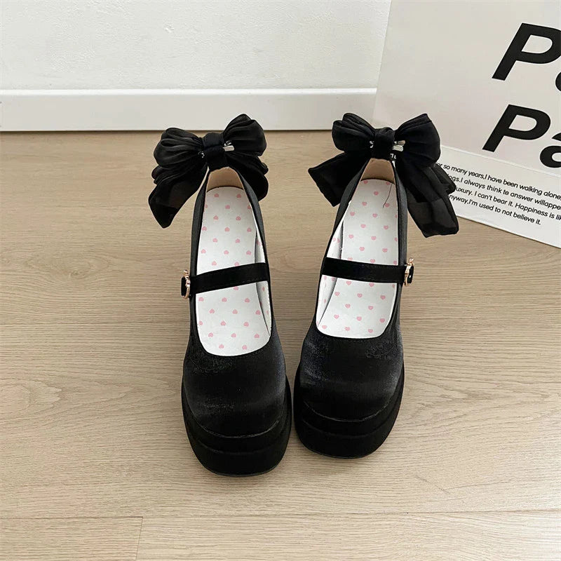 Night Club Platform Lolita Pumps Butterfly-knot High Heel Shoes Stripper Party Shoes