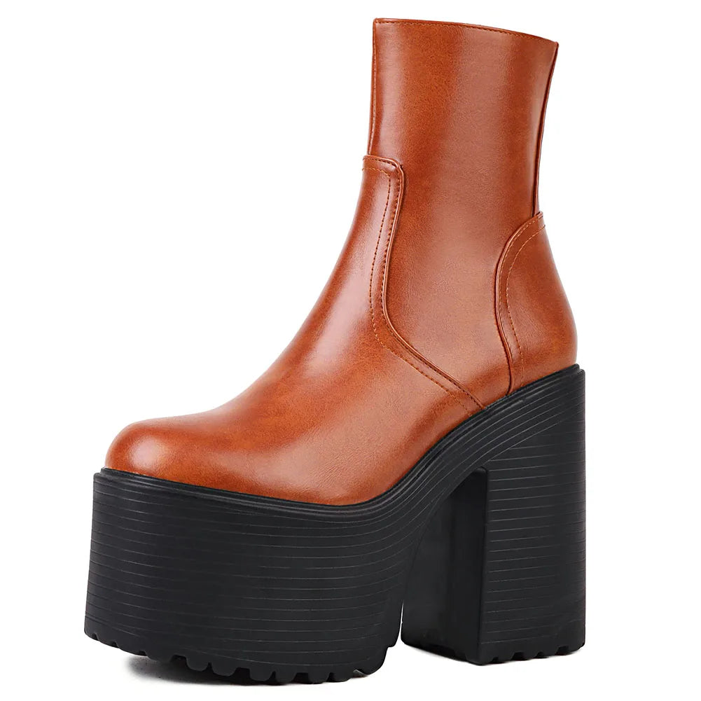 Platform Ankle Boots Brand Design Great Quality Gothic Style Comfy Cool Street Shoes Boots Big Size 43
