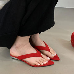 In Pointed Toe Wedges Slippers Flip flops Slides Low Heel Wedges Sandals