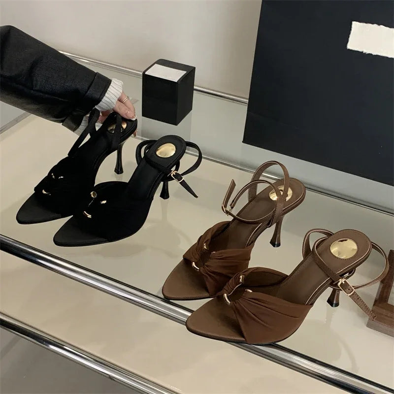 Street Style Elegant Thin High Heels Woman Pumps Pointed Toe Slingbacks Stripper Party