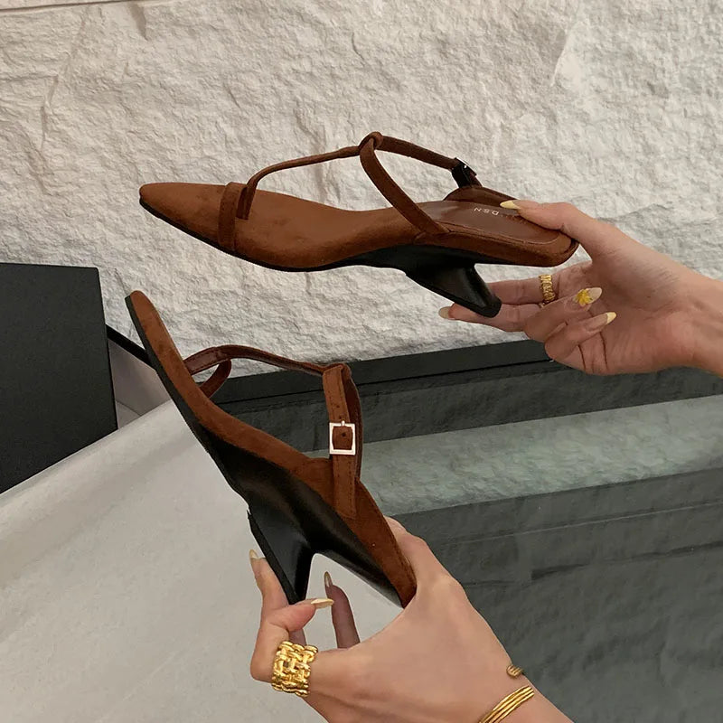 Footwear Wedges Heeled Slippers Shoes Pointed Toe Wedges Slippers Shoes Flip flops