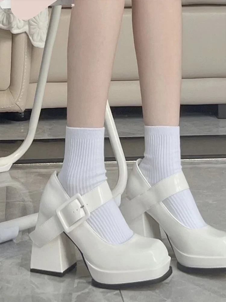 Platform Heels Round Toe High-Heeled Shoes Sandals Pump Latest Beige Straps African Crossdressers C