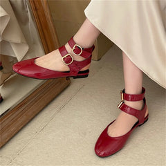 Design Narrow Band Buckle Strap Flats Shoes Round Toe Party Dress Casual Shoes BIG Size 43