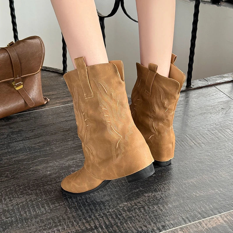 Pointed Toe Ankle Boots High Heels Shoes Brand Chelsea Boots Chunky Leather Shoes Mujer Botas