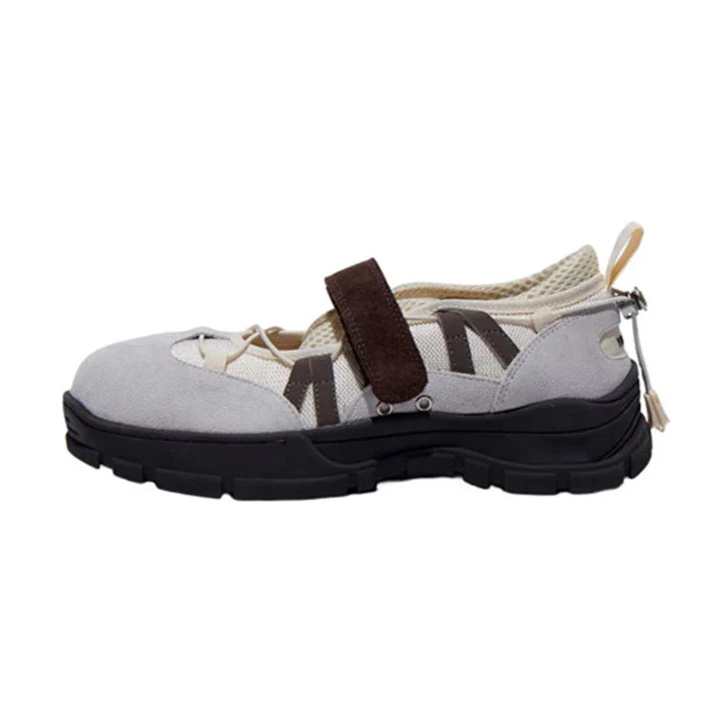 Retro HOOk&LOOP Thick Bottom Sneakers Round Toe Sport Shoes Elastic Band Design Non-Slip Tenis Femininos Shoes