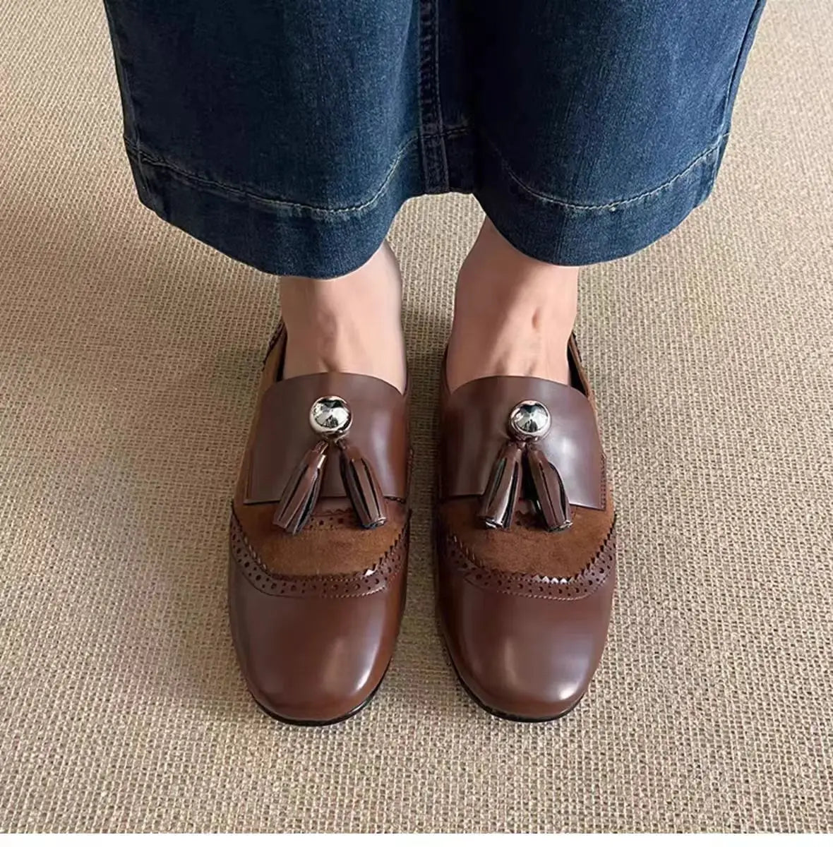 Flats Loafers Shoes Casual Mary Jane Dress Walking Pu Leather Lolitas Round-toed Shoes