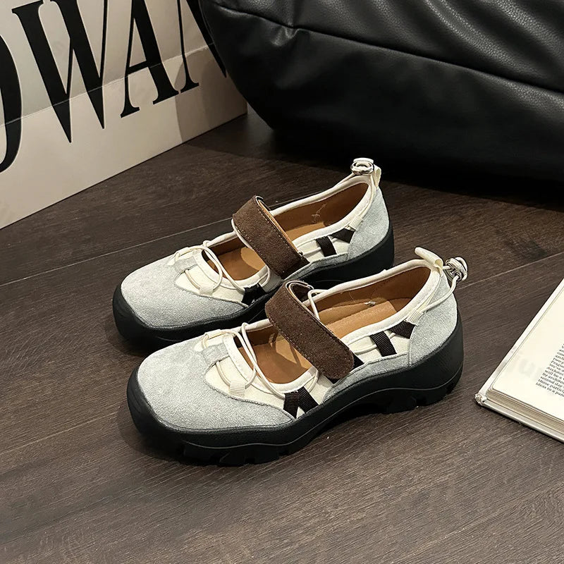 Retro Style Shallow Mouth Casual Mary Jane Versatile Comfortable Thick Soled Sports Single Shoes