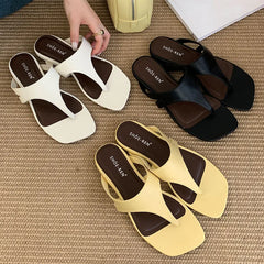 Beach Flip Flops Flats Slippers Shoes Square Toe Flats Slippers Slides Sandals Shoes