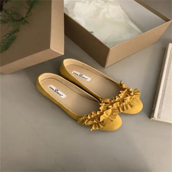 Shoes Woman Flats Shallow Mouth All-Match Modis Casual Sneakers Round Toe Dress Comfortable Rubber Solid Flock F