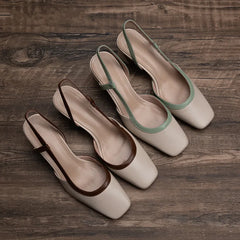 High Heels Dress Party Shoes Square Toe Walking Slides Mujer Zapatos Pumps