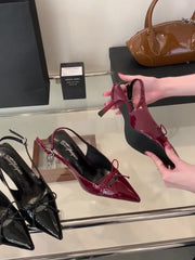 Sale Of Shoes Beige Heeled Sandals Black Pointed Comfort Girls Bow High Clear Low Fabric Casual P