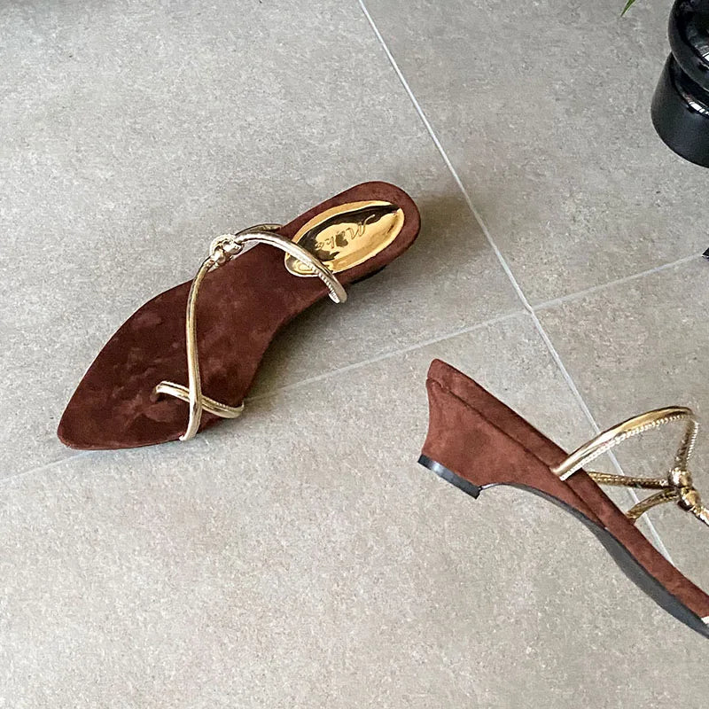 Pointed Toe Wedges Slippers Shallow Footwear Low Heel Slippers Shoes Flip flops Slides Sandals