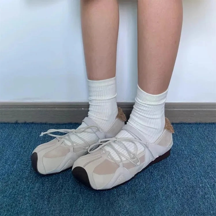 Sport Shoes Flats Sneaker Loafers Shoes Lace Up Ballet Running Zapatillas Mujer