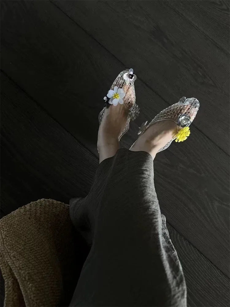 style pointed-toe open-toe sandals with flat sole
