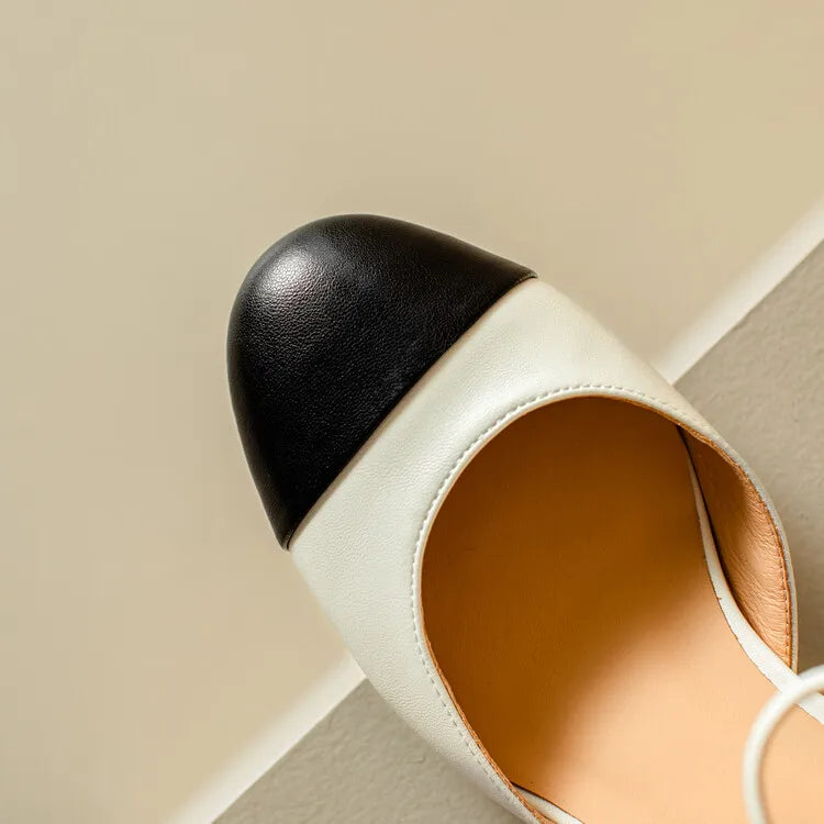 Sheepskin Leather Pumps Pearls Chunky Heels Shoes Brand Two Tone Buckle Pumps Wedding Party Dressy Shoes