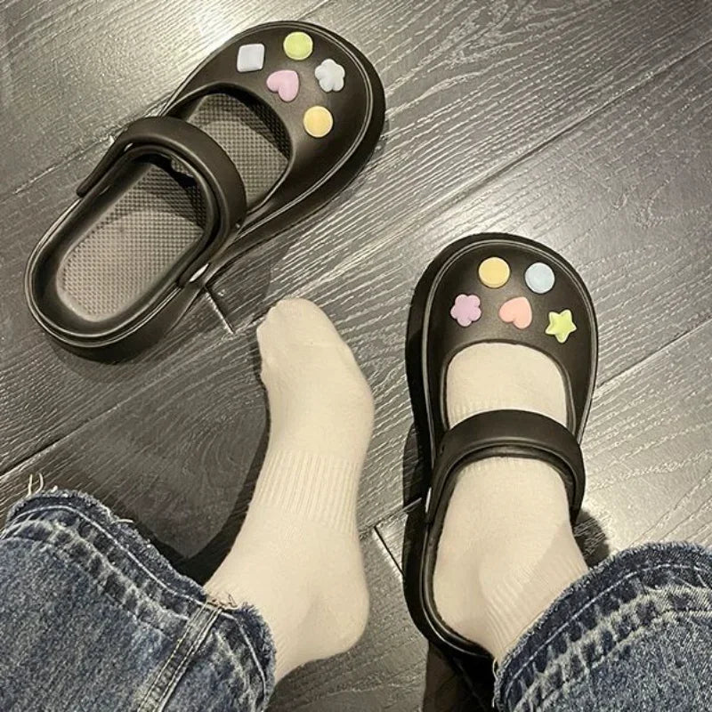Platform Kawaii Slides Shoes Cute White Slippers and Sandals on Beach Thick Normal Top Designs Vip 39