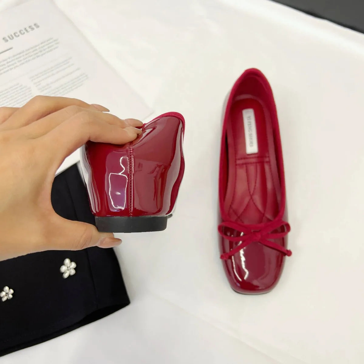 Increase Height 5cm Round Toe Bow-knot Sweet Ballet Shoes Office Woman Shallow Mouth Mary Jane Shoes
