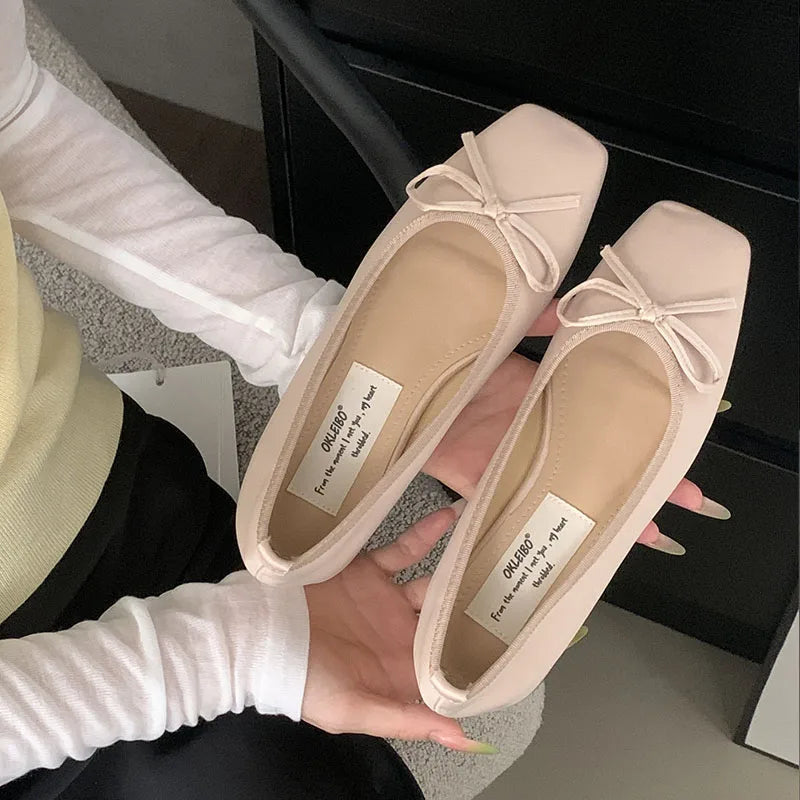 Shallow Flats Slip On Shoes Slides Silk Butterfly-Knot Footwear Flats With Shoes