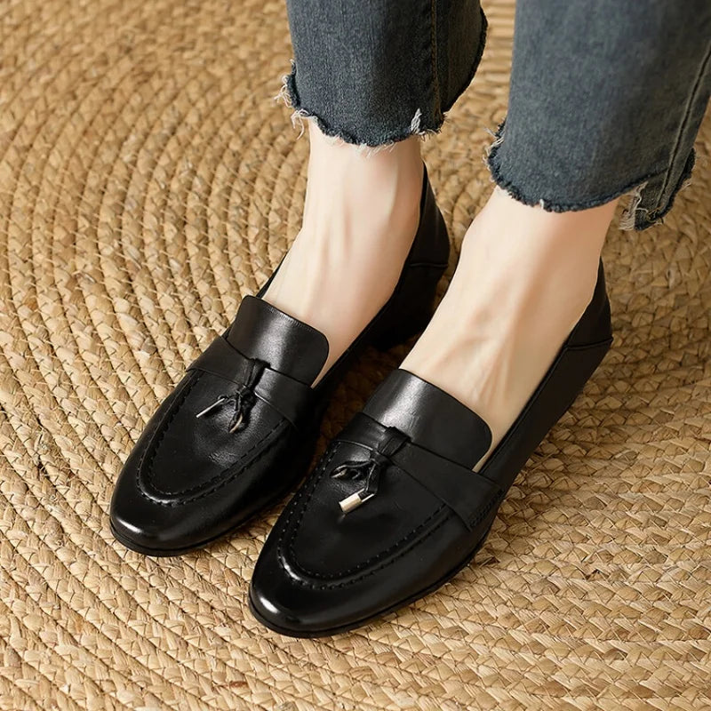 Classicial British Style Loafers Trendy Casual Office Work Shoes Retro Solid Color Soft Soled Lady Pumps
