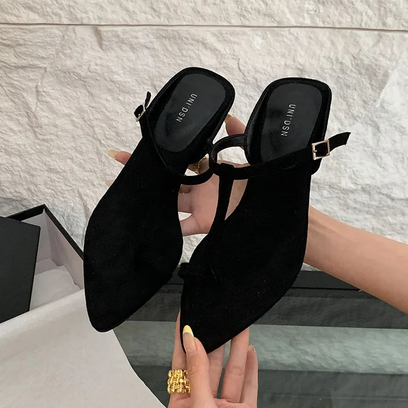 Footwear Wedges Heeled Slippers Shoes Pointed Toe Wedges Slippers Shoes Flip flops