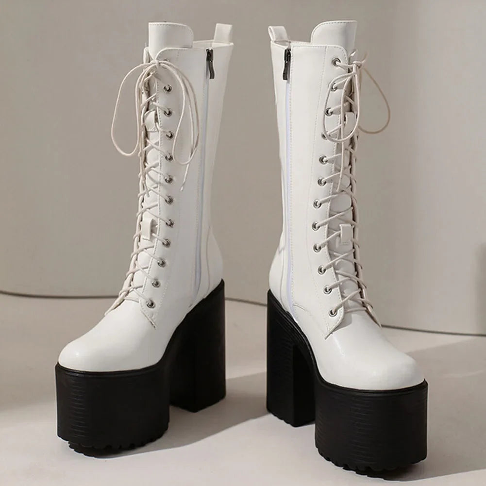 Platform Ankle Boots Brand Design Great Quality Gothic Style Comfy Cool Street Shoes Boots Big Size 43