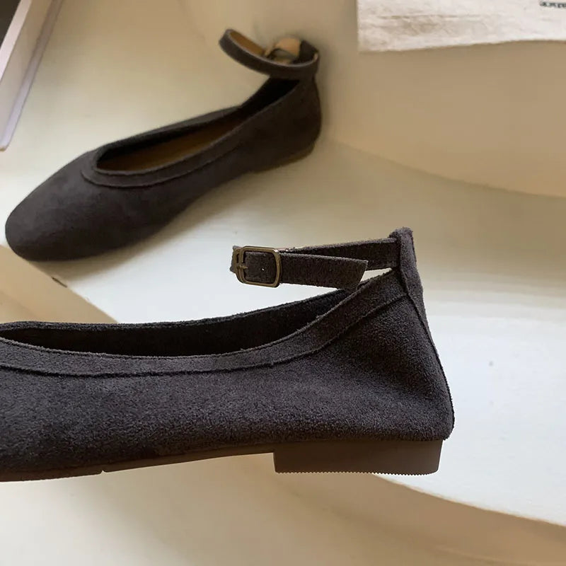 Brand Flat Shoes Round Toe Mary Jane Shoes Soft Sole Shallow Slip On Ballerinas Shoe Dree Shoes Mule