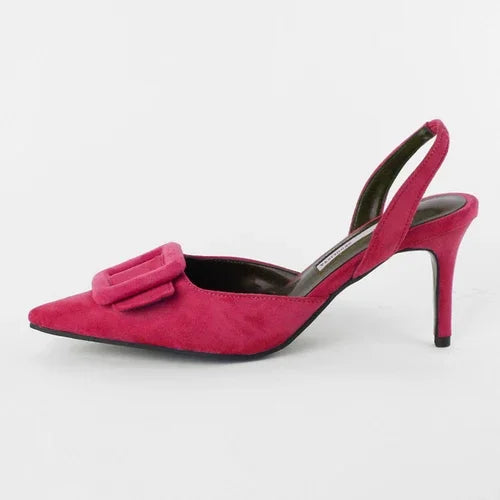 Sandals Pointed Toe High Heels Stiletto Square Buckle Large Size Single Shoes