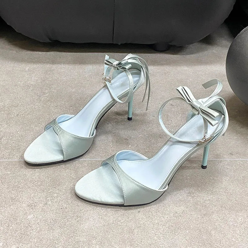 Butterfly-Knot Footwear Pumps High Heels Shoes Pointed Toe Thin Heels Shoes 2025